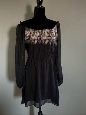 ✨ Charlie Jade Black Off Shoulder Boho Mini Dress Small